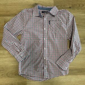 Boys large button up shirt blue and red checkered